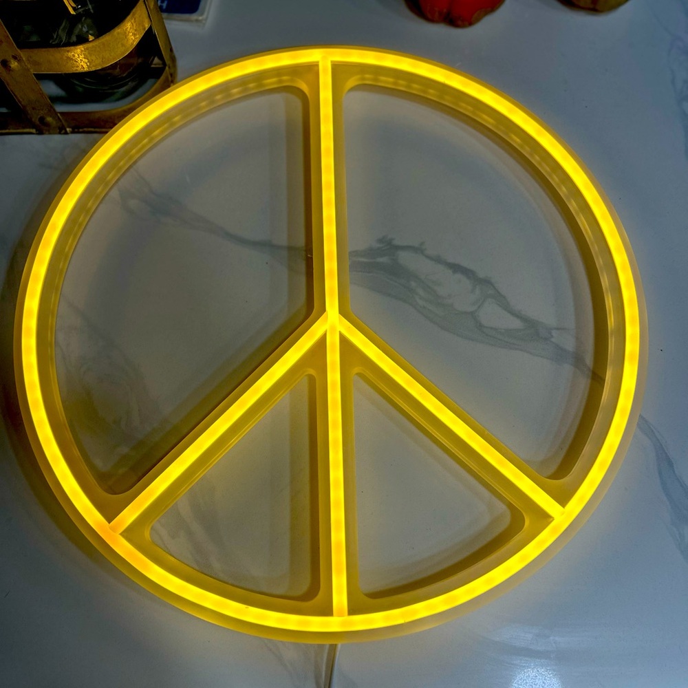 Warm white peace led light up sign